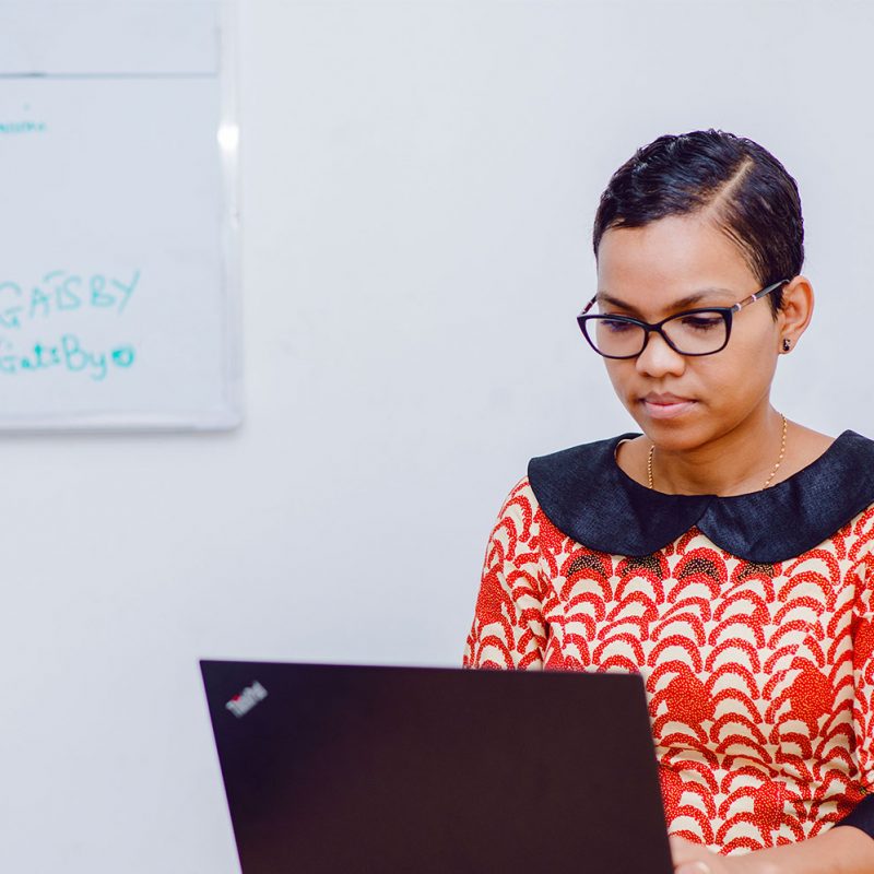 Judith working on laptop