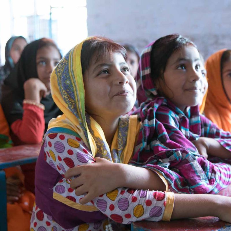 Young girls learning at Malala school