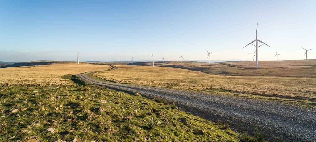 Green landscape with Wind farm
