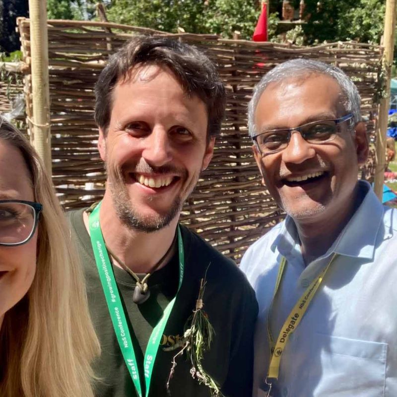 Dom, Zoe and a delegate at Growing Positive Change