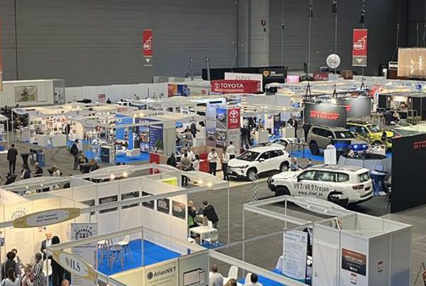 A bird's eye view of the event floor at AidEx 2025 in Geneva